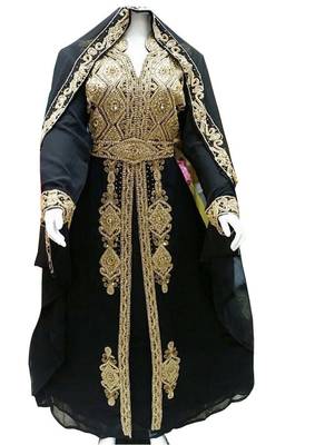 Black georgette embroidered zari work islamic kaftans 1
