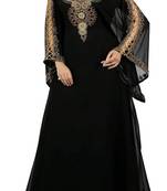 Black georgette embroidered zari work islamic kaftans