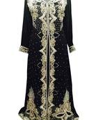 Black georgette embroidered zari work islamic kaftans