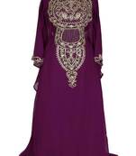 Wine georgette embroidered zari work islamic kaftans