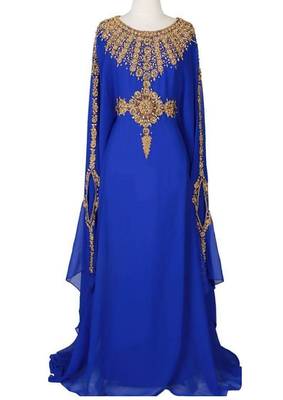 Blue georgette embroidered zari work islamic kaftans 1