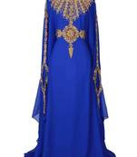 Blue georgette embroidered zari work islamic kaftans
