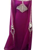 Wine georgette embroidered zari work islamic kaftans