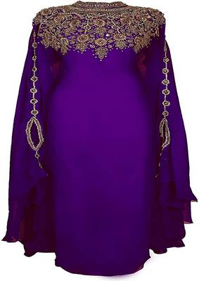 Purple Georgette Zari Work Kaftan 1