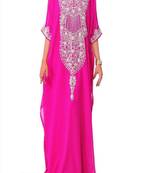 Pink georgette embroidered zari work islamic kaftans