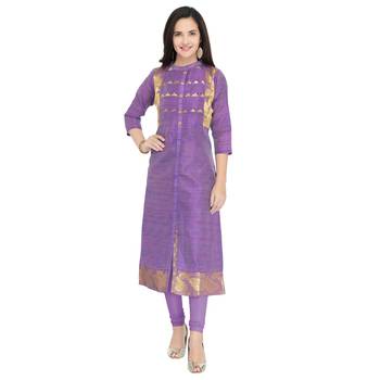 Purple woven cotton kurti 1