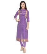 Purple woven cotton kurti