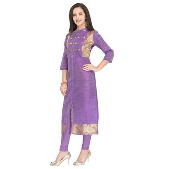 Purple woven cotton kurti 2