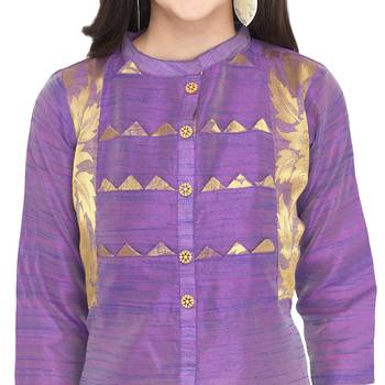 Purple woven cotton kurti 4