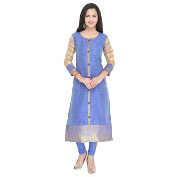 Purple woven cotton kurti 1