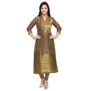Green woven cotton kurti 1