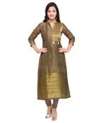 Green woven cotton kurti