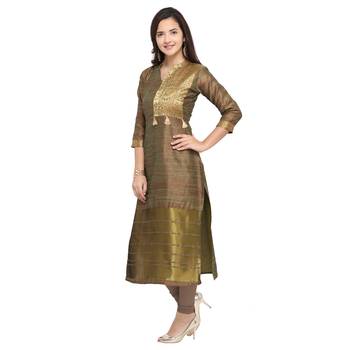 Green woven cotton kurti 2