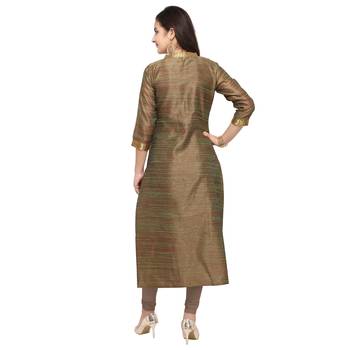 Green woven cotton kurti 3
