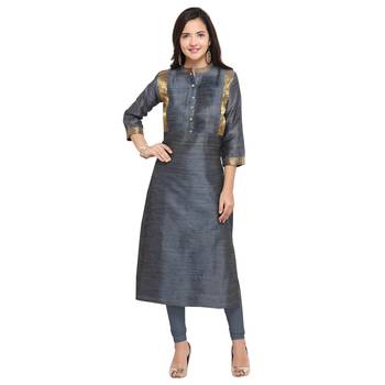 Grey woven cotton kurti 1