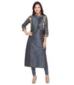 Grey woven cotton kurti