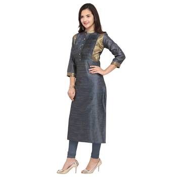 Grey woven cotton kurti 2