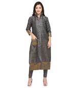 Grey woven cotton kurti