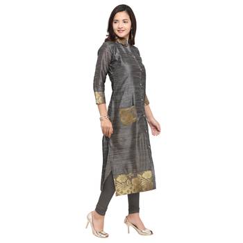 Grey woven cotton kurti 2