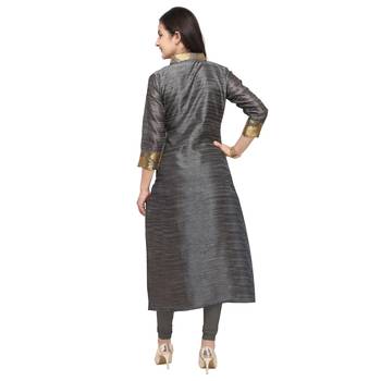 Grey woven cotton kurti 3