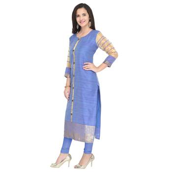 Purple woven cotton kurti 2