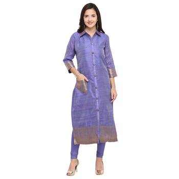 Purple woven cotton kurti 1