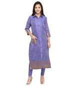 Purple woven cotton kurti
