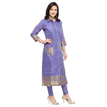 Purple woven cotton kurti 2