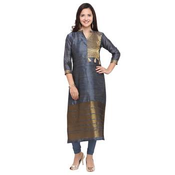 Grey woven cotton kurti 1