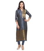 Grey woven cotton kurti
