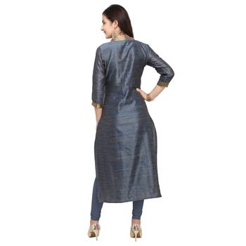Grey woven cotton kurti 3