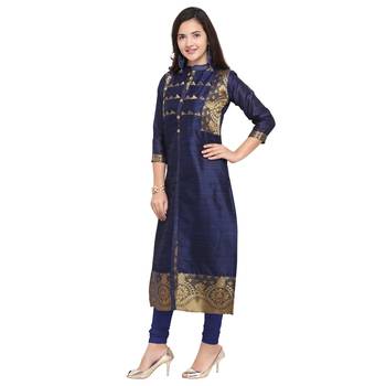 Navy-blue woven cotton kurti 2