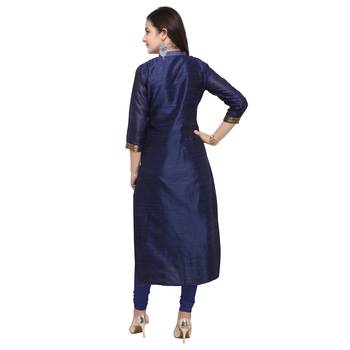 Navy-blue woven cotton kurti 3