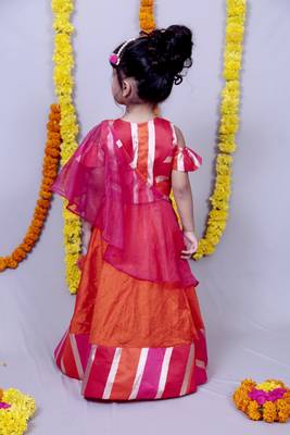 Pink printed
 cotton silk stitched lehenga 2