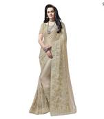 White Embroidered Lycra Saree With Blouse