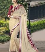Beige Embroidered Georgette Saree With Blouse