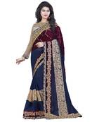 Blue Embroidered Georgette Saree With Blouse
