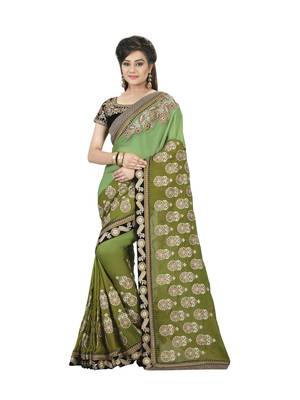 Green Embroidered Georgette Saree With Blouse 1