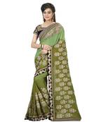 Green Embroidered Georgette Saree With Blouse