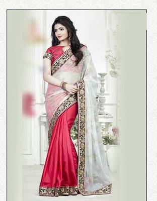 Red Embroidered Art Silk Saree With Blouse 1