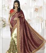 Maroon Embroidered Art Silk Saree With Blouse
