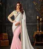 Pink Embroidered Georgette Saree With Blouse
