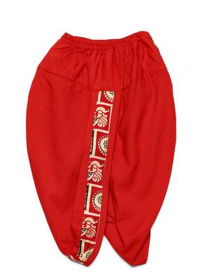 Red Printed Satin Boys Dhoti Kurta 4