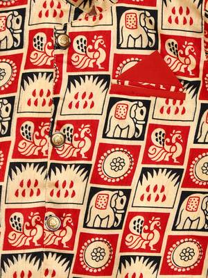 Red Printed Satin Boys Dhoti Kurta 5