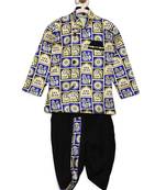 Blue Printed Satin Boys Dhoti Kurta