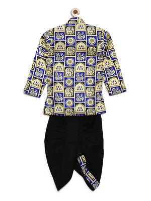Blue Printed Satin Boys Dhoti Kurta 2