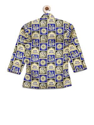 Blue Printed Satin Boys Dhoti Kurta 3