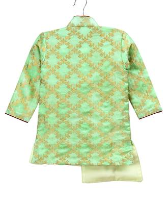 Blue Woven Brocade Boys Kurta Pyjama 3