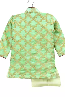 Blue Woven Brocade Boys Kurta Pyjama