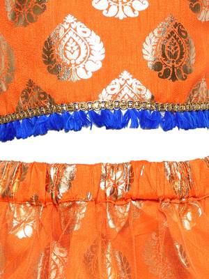 Orange Printed Net Stitched Lehenga 5